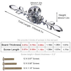 ESreake Drawer Dresser Knobs Pull Handles, 12 Pack Diamond Clear Crystal Glass Decorative Knobs with Plate,Cabinet Cupboard Door Knobs with Screws for Kitchen Office (12 Pack, Large, Silver)