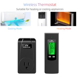 Wireless Thermostat Outlet, Thermostat Controller for Home, Thermostat Outlet Plug and Wireless Thermostat with Built-in Temp Sensor Remote Control