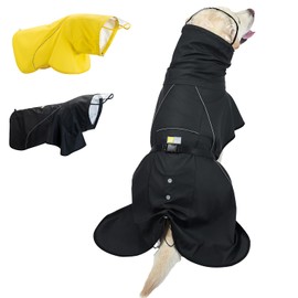 PINA Dog Raincoat, Waterproof Dog Rain Jacket with Hood, Lightweight Pet Rain Jacket with Leash Hole, Dog Poncho with Reflective Strap and Transparent Hat Brim for Wet Weather, Black