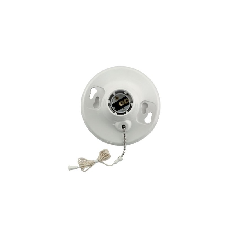 Leviton One-Piece Urea Outlet Box Mount, Incandescent Lampholder, Pull Chain,