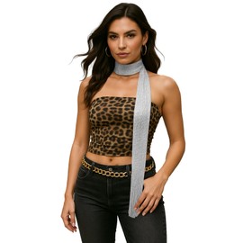 Giomos Y2K Sequined Colorful Skinny Scarf for Women – Lightweight Rave Neck Scarf, Festival Head Wrap or Belt Accessory