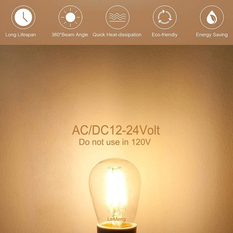 12volt LED Light Bulb 4W Edison Filament Vintage ac/dc12V 24V