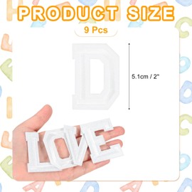 sourcing map Iron on Letter Patches 2" Alphabet D Iron on Embroidered Patch Sew on Letter Stickers Applique for Repairing Clothing Jeans Shoes Hats DIY(White, Pack of 9)