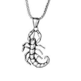 BIYONGDE Vintage King of Scorpion Pendant, 24 inches Chain Necklace, Mens, Stainless Steel Scorpion Pendant