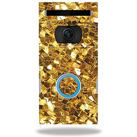 MightySkins Skin Compatible with Ring Doorbell 2 - Gold Chips | Protective, Durable, and Unique Vinyl Decal wrap Cover | Easy to Apply, Remove, and Change Styles | Made in The USA
