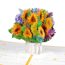 scicent Pop Up Card Birthday Sunflower Mother's Day Card Birthday Card Woman Valentine's Day Cards with Envelope Wedding Card 3D Greeting Romantic Love Card Popup Flower Card - 31910