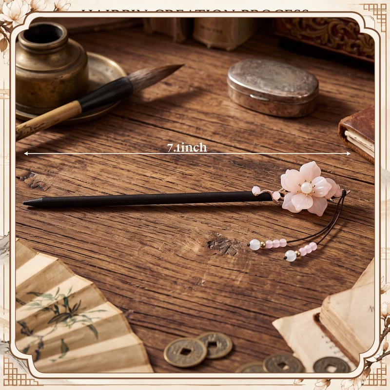 2 Pcs Chinese Japanese Wooden Hair Stick Chopstick, Vivid