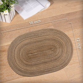 Noctiflorous Oval Braided Placemats 12x18 Inch Table Mats Set of 8 for Dining Tables Natural Woven Heat Resistant Place Mats (Oval Brown8)
