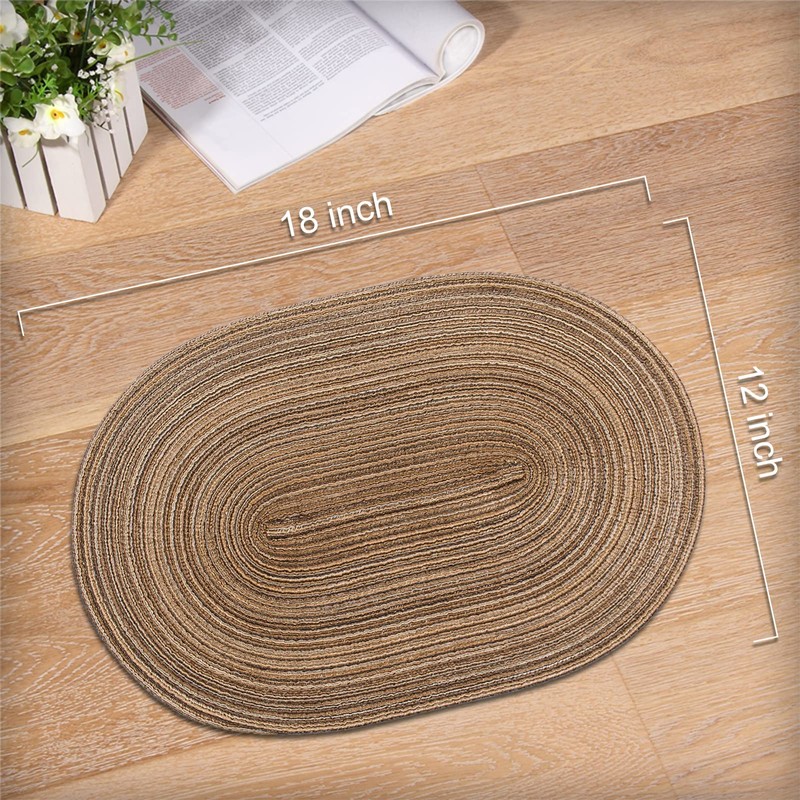 Noctiflorous Oval Braided Placemats 12x18 Inch Table Mats Set of
