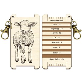 arricraft Sheep Spinning Control Tool, WPI Guide Gauge with Clasp Wood Yarn Wrap Guide Board with Diz for Spinners Yarn Measuring Tools Crochet Accessories