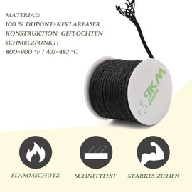 9KM DWLIFE 100% Kevlar Braided Line 50lb-1000lb,Multipurpose Braided Cord Utility Rope Kite line/Camping Cordage/Fishing Tackle Assist/Model Rocket Heat and Cut Resistant Black