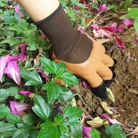 HHSZZY Gardening Gloves with Claws, Waterproof, Breathable, for Digging Planting, Puncture Resistant, Best Gifts for Women. (Brown)