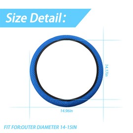 Elastic Stretch Steering Wheel Cover, Universal 15 Inch Automotive Steering Wheel Cover, Microfiber Breathable Ice Silk, Anti-Slip, Odorless, Easy Carry,Warm in Winter and Cool in Summer (Blue)