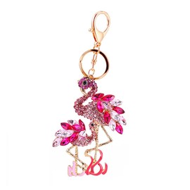 ARFUKA Keyring Flamingo Pendant Keychain Rhinestone Crystal Keyring Car Key Chain Key Holder Handbag Purse Charm, Gift Ideas for Her, Gift Exchange Ideas