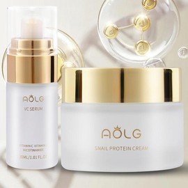AOLG Vitamin C Serum & 98% Snail Mucin Cream Duo for Deep Hydration, Brightening, Radiant Skin Transformation - Hydrating & Moisturizing Skincare Set - Specification: VC Serum 30ml+snail mucin