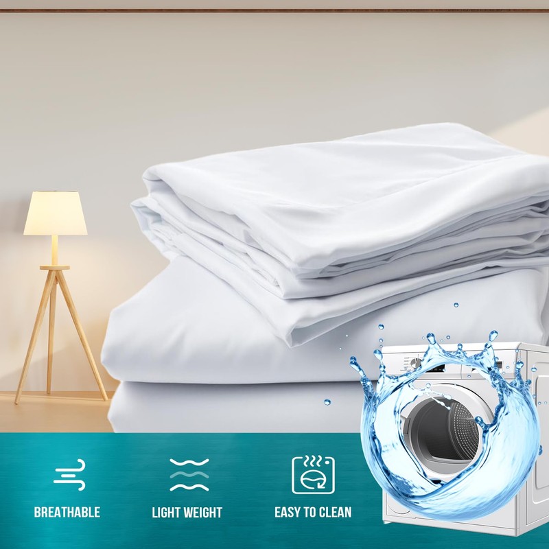 Cottonople Single Fitted Sheet, Brushed Microfiber, White, Single Sheet (90