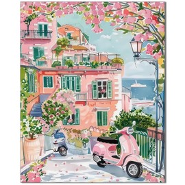 Qiukoo Paint by Numbers Adult Landscape, Paint by Numbers, DIY House with Brushes and Colours, Oil Painting Canvas for Home Decor, Gift (40 x 50 cm)