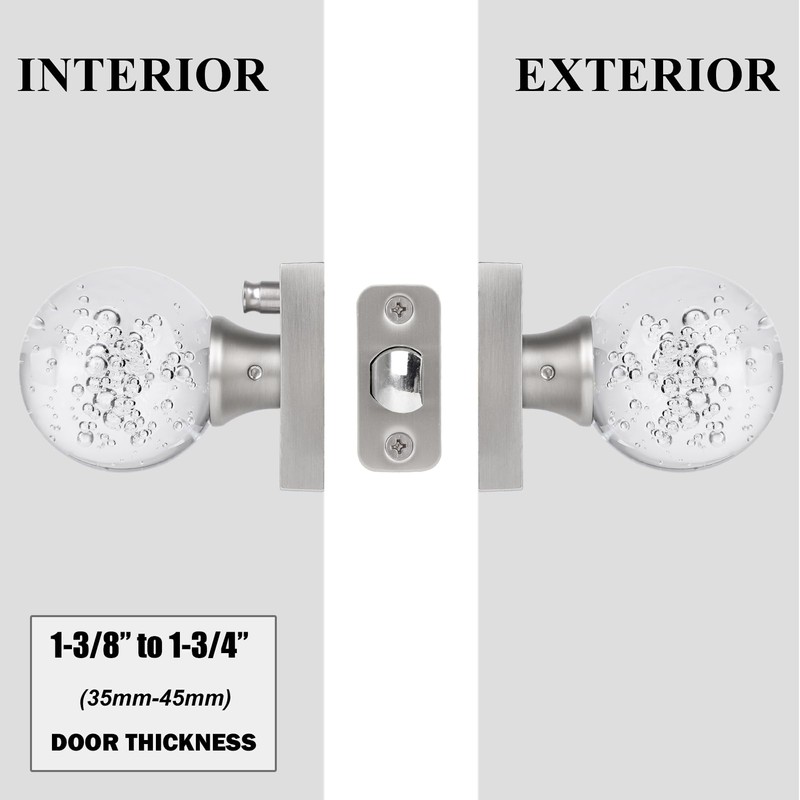 HIEMEY Glass Door Knobs Interior with Lock, Crystal Door Knobs
