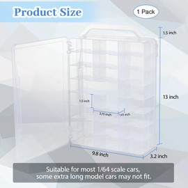 Ngdiluxury Double Sided Storage Case for Hot Wheels Storage with Carrying Handle, Portable 1/64 Scale Toy Cars Storage Box Compatible with 46 Matchbox Hot Wheels Storage, Case Only (1 Pack)