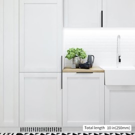 YONFIAFIT 3pcs 10" Long Back Mount Finger Edge Pull Aluminium Hidden Furniture Wardrobe Cabinet Drawer Pull Handle Concealed Closet Door Handle Black, 3699S