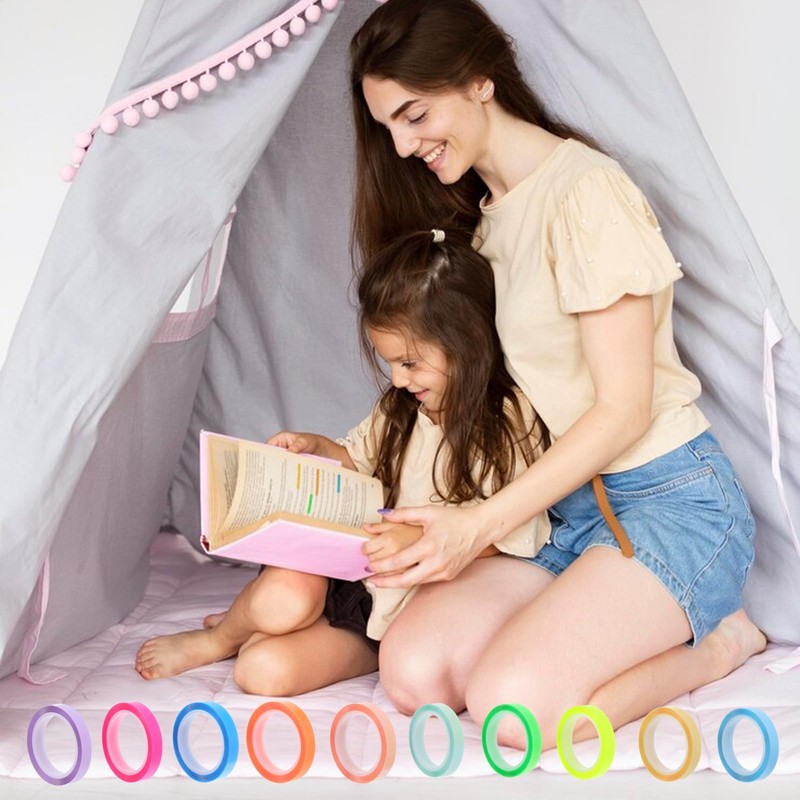 simarro 10 Rolls Highlight Strips, Coloured Fluorescent Sticky Notes, Sticky