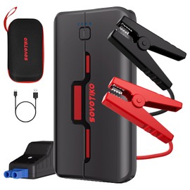 Sovotiko Car Battery Jump Starter,2000A Jump Starter Battery Pack for Up to 6.0L Gas and 4.0L Diesel Engines, 44Wh Portable 12V Jump Box with USB Ports, Storage Case, and LED Light (27 Black)