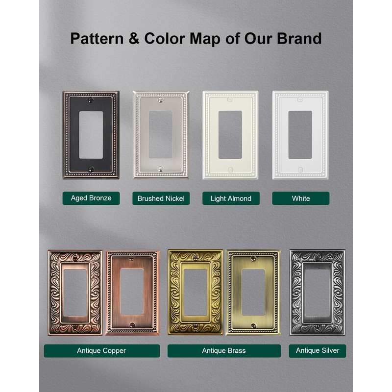 TREEWELL 6-Pack Decorator Outlet Cover Plate, Decorative Switch Plates and