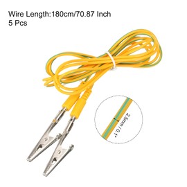 QUARKZMAN ESD Grounding Cable with Alligator Clip, 180 cm / 70.87 Inch Long, Antistatic Grounding Cable with Cable Clamp for Removal, Pack of 5 (Yellow, Green)