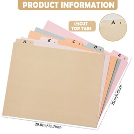 1 Set 25 Alphabet File Dividers A-Z Top Tab File Guides Letter Size 1/5 Cut Tab Manila Alphabetical File Organizer File Cabinet Dividers for Work Office Home School and Desk Organizer(Classic)