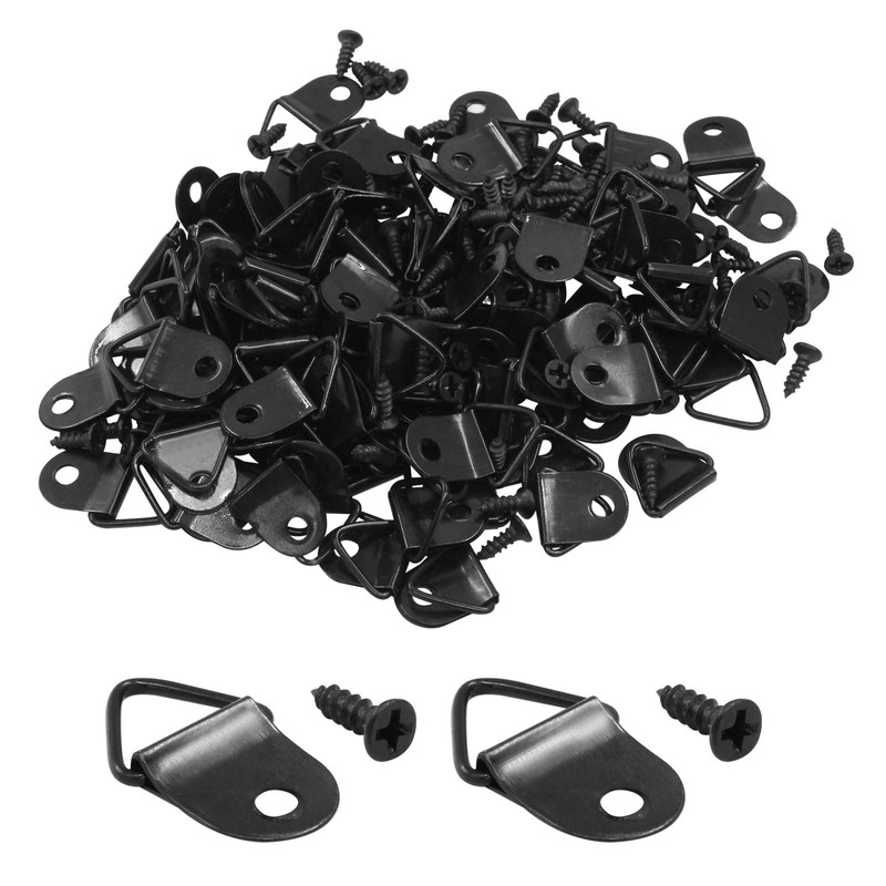 Hordion 100pcs Triangle D Ring Picture Hangers, Heavy Duty Single
