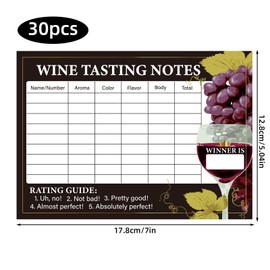 lasuroa 30pcs Wine Tasting Scorecards, Blind Tasting Note Sheets Record Cards Vintage Party Supplies for Wine Events & Club Gatherings