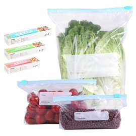 Pack of 45 Zip Bags, Reusable Freezer Bags, Ziplock Bags for Food Preservation, Three Sizes, Classified Storage, Suitable for Vegetables, Fruits and Meat