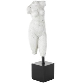 Deco 79 Polystone People Decorative Sculpture Home Decor Statue with Black Square Base, Accent Figurine 5" x 5" x 17", Cream