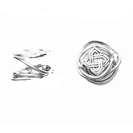 14 mm Silver Tone Celtic Knot Bead with Silver Tone Wire Wrapped Clip-on Earrings for keloid scar concealment