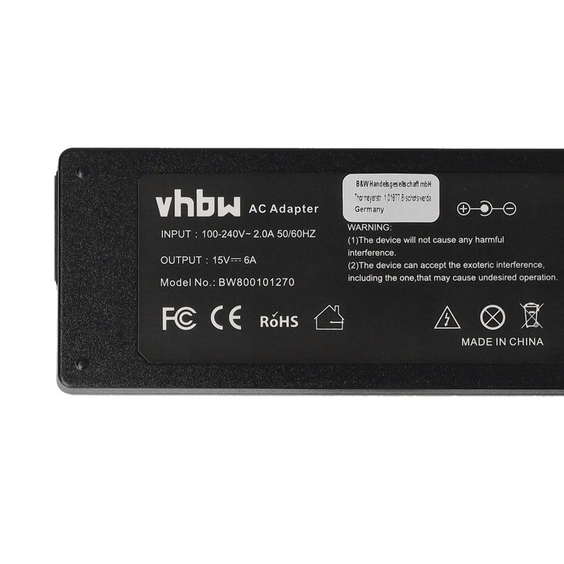 vhbw 90W Power Supply Compatible with Toshiba Satellite Pro 4280