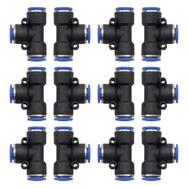 Bwintech 12 Pcs 10mm 3 Way Tee Push in Connect Pneumatic Fitting,3 Way Plastic Quick Release PE Air Line Adapter