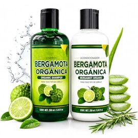 Champú Bergamota Orgánica + Acondicionador (16.9 fl oz) con Aloe Vera y Romero | SHAMPOO ORGÁNICO BERGAMOTA con Sábila & Romero + Acondicionador 500 ml Biotina