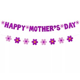 HCHinn Happy Mother's Day Banner Party Decorations Mothers Day Bunting Banner Garland Thanks Mom Best Mom Ever Signs for Mother's Day Indoor Outdoor Party Decorations