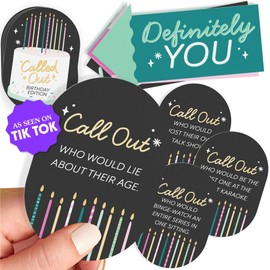 Big Dot of Happiness Called Out Birthday Card Game, Birthday Party Game, Fun Party Card Games, Happy Birthday Card Games, 32 Cards and 10 Arrows, Regular