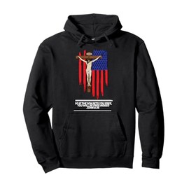 Jesus Crucifix Rosary Patriotic American Flag Pullover Hoodie