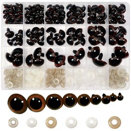 TOAOB 150 Pieces Doll Eyes Safety Eyes Plastic 9 Sizes Brown with Washers for Making Dolls DIY 8 mm 10 mm 12 mm 14 mm 16 mm 18 mm 20 mm 22 mm 24 mm