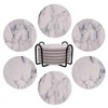 Absorbent Ceramic Coaster Sets of 6 with Holder, Marble Style
