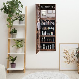 Costway Jewelry Armoire Cabinet Organizer w/Full Length Mirror & 2 Internal LED Lights