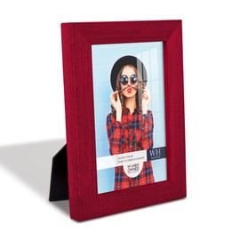 Renditions Gallery 4x6 inch Picture Frame Modern Style Wood Pattern and High Definition Glass Ready for Wall and Tabletop Photo Display, Red Frame