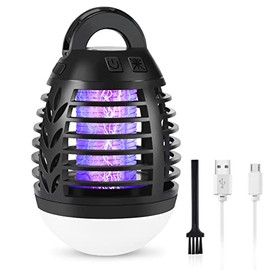 Bug Zapper, Rechargeable Mosquito Zapper Indoor Outdoor, UV Light Mosquito Killer, LED Light Bug Bulb Zapper, IPX6 Waterproof Insect Fly Trap for Home, Patio, Backyard, Camping