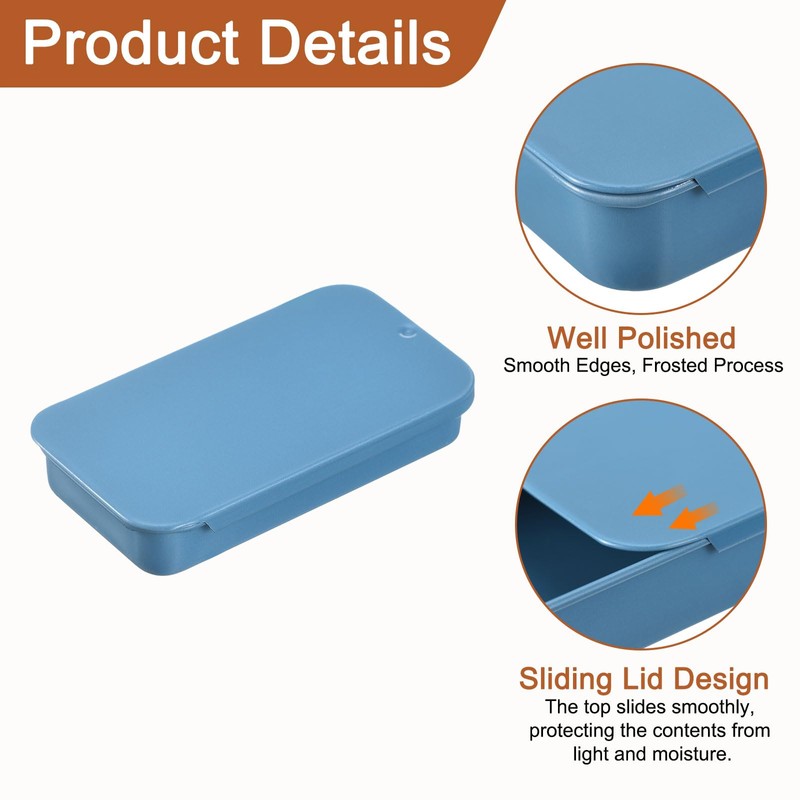 uxcell 4 Pcs Metal Tin Box Container, 2.4x1.3x0.4 Inch Slide
