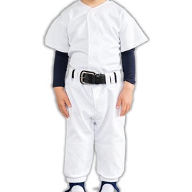 Smile Dead Ball Junior Baseball Uniform Top and Bottom Set, Lightweight, Easy to Move, Double Knee, white
