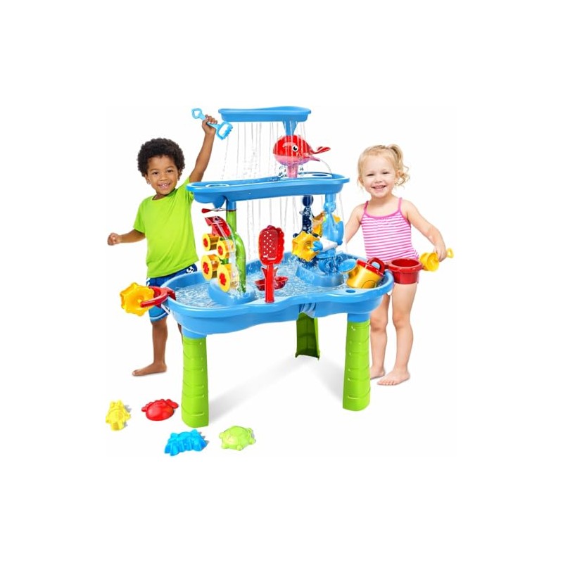 3-Tier Water Table for Toddlers 1-3, Kids Water Play Table