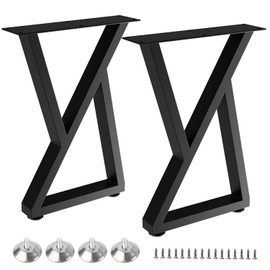 Yidi Table Legs 16 Inches, Triangle Type Glossy Bench Legs Set of 2 DIY Coffee Table Legs, Heavy Duty Furniture Legs Black 15.7" H×11" W