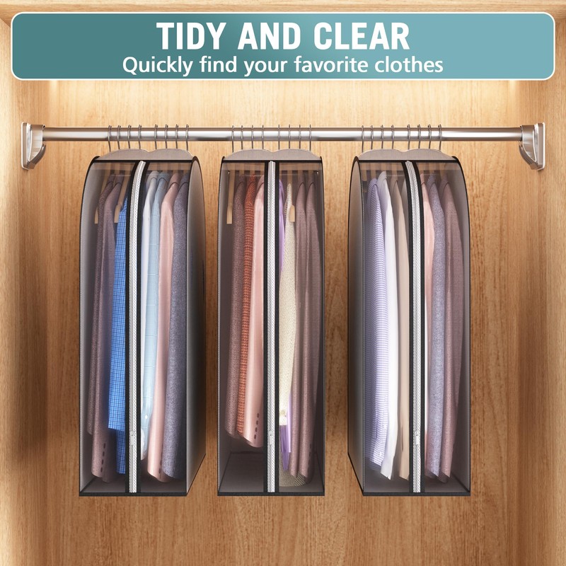Liuoud Garment Bag For Hanging Clothes 32" Longth- 3 Pack
